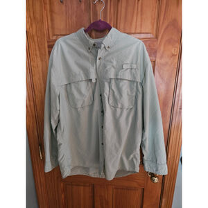 Mens LL bean Large light green fishing shirt